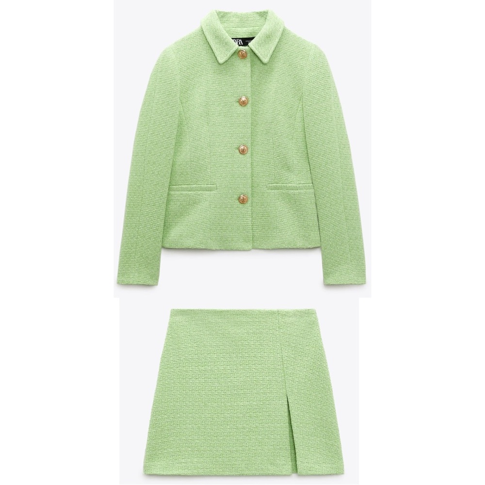Zara Textured Blazer & Mini Skirt Set